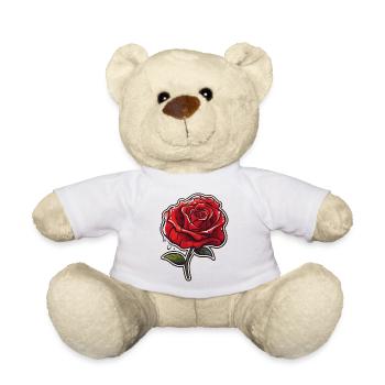 Rote Rose Tattoo-Stil Motiv - Teddy - Weiß - Vorne