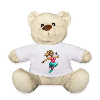 Energische Aerobic-Frau in Bewegung   - Teddy - Weiß - Vorne