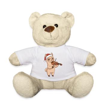 Lama Alpaga de Noël jouant de l’art du violon - Nounours - blanc - Devant