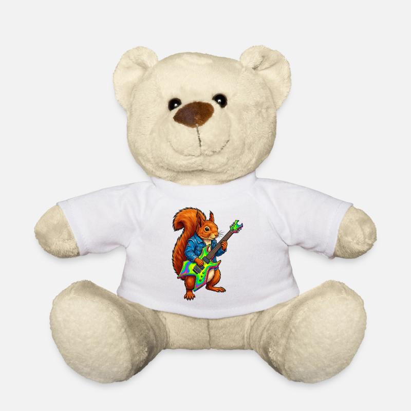 Eichhörnchen mit Jacke und E-Gitarre - Teddy - Weiß