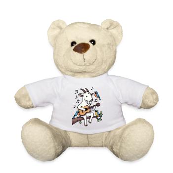 Goat Guitarist Surrounded by Birds - Teddy Bear - white - Front