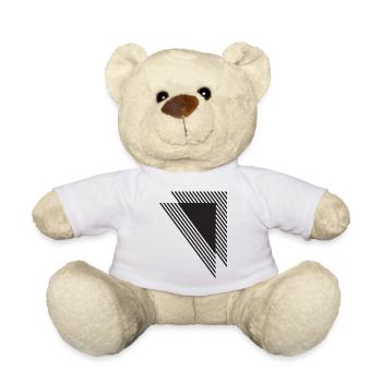 Diagonal Geometric Stripes in Black - Teddy Bear - white - Front