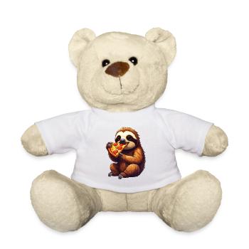 Paresseux avec pizza - Nounours - blanc - Devant