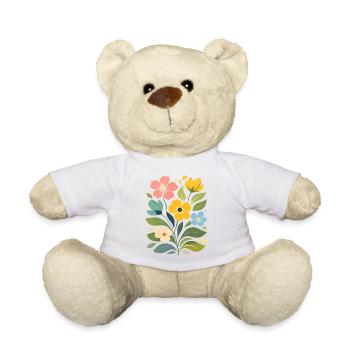 Colorful Flowers Illustration Floral Nature Motif - Teddy Bear - white - Front