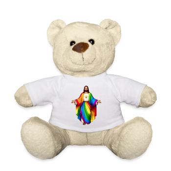 Jesus Arc en Ciel Coeur Pride - Nounours - blanc - Devant