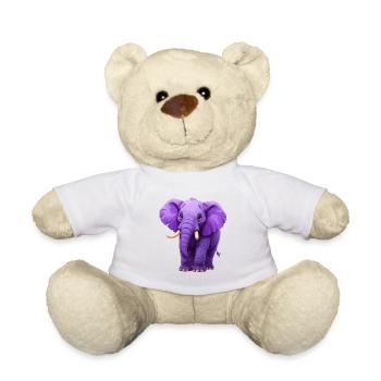 purple elephant - Teddy Bear - white - Front