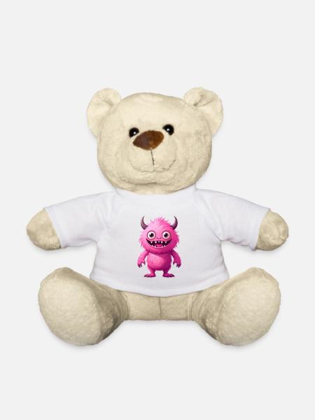 pinkes Monster - Teddy - Weiß