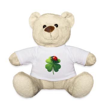 Ladybug on shamrock brings good luck - Teddy Bear - white - Front