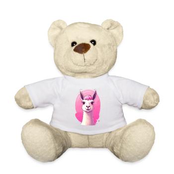 Llama / Alpaca in front of pink - Teddy Bear - white - Front