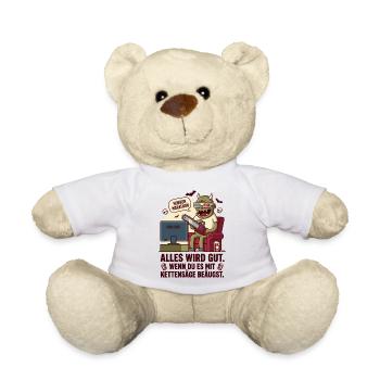 Horror Marathon Kettensäge Humor - Teddy - Weiß - Vorne