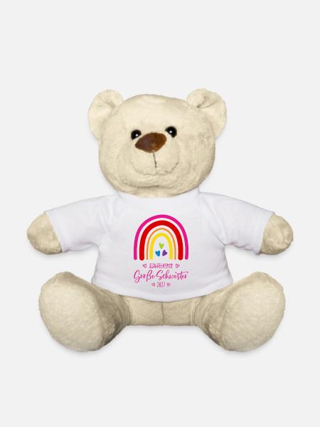 Große Schwester 2027 Regenbogen - Teddy - Weiß