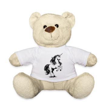 Unicorn Horse Black - Teddy Bear - white - Front