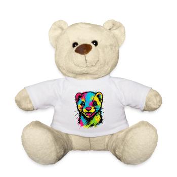 aFarbenfrohe Frettchenporträt-Pop-Art-Spaßstil. - Teddy - Weiß - Vorne