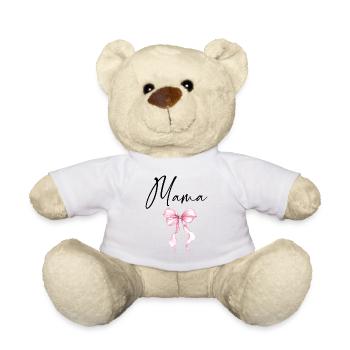 Mama Design mit Rosa Schleife – Süßes Mama Motiv - Teddy - Weiß - Vorne
