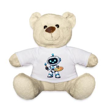 Artistic Painting Robot with Palette - Teddy Bear - white - Front