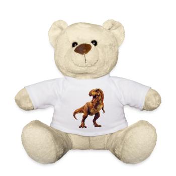 Geometrische T-Rex-Dinosaurier-Low-Poly-Erdtöne - Teddy - Weiß - Vorne