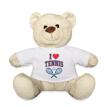 I Love Tennis Shirt, Cool Tennis Fan Style - Teddy Bear - white - Front