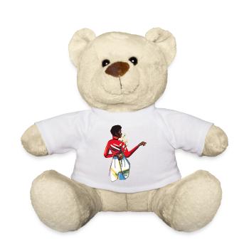 Lady with flowers - Teddy Bear - white - Front