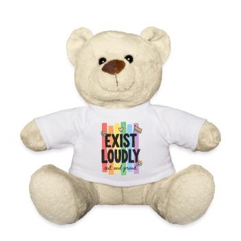 LGBTQ-Pride-Monat – Existiere laut! Raus und stolz! - Teddy - Weiß - Vorne