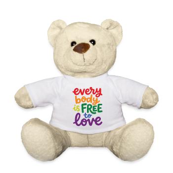 Pride Month LGBTQ - Everybody is Free to Love - Teddy Bear - white - Front