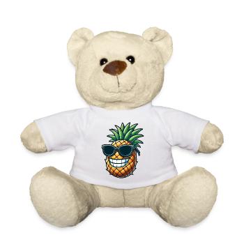 Lustige Ananas mit Sonnenbrille Cartoon - Teddy - Weiß - Vorne