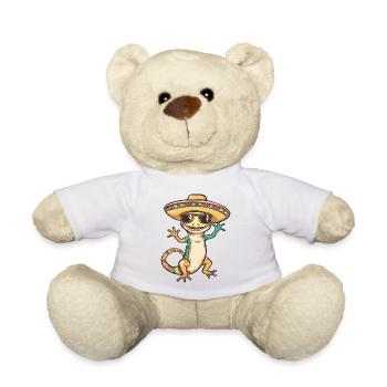 Lizard Comic Funny Sombrero - Teddy Bear - white - Front