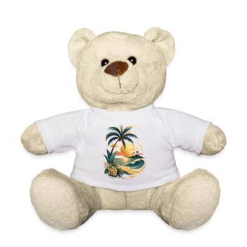 Premium Holiday Palm Trees Sun Wave Beach Shirt - Teddy Bear - white - Front
