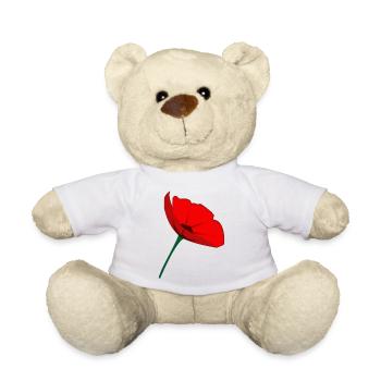 Minimalistische Rote Mohnblume – Elegante botanische Te - Teddy - Weiß - Vorne