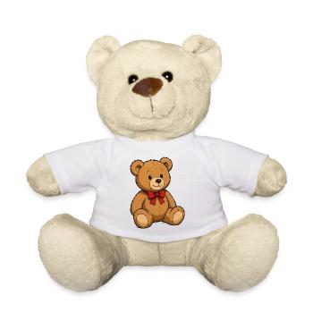 Teddy Bär mit roter Schleife - Teddy - Weiß - Vorne
