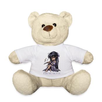 Chibi Musikerin mit Flöte im Kimono - Teddy - Weiß - Vorne