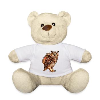 Eule mit Rucksack - Teddy - Weiß - Vorne