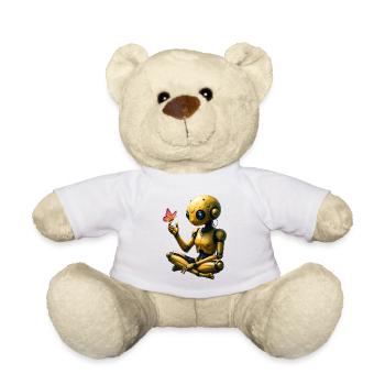 Goldener Roboter mit Schmetterling - Teddy - Weiß - Vorne