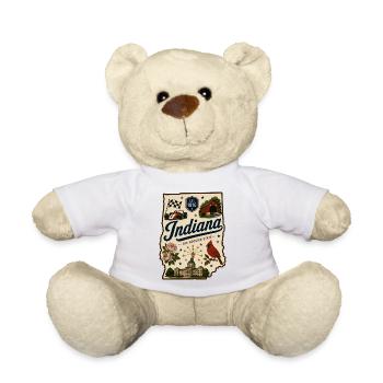 Indiana Hoosier State Vintage-Reiseaufkleber - Teddy - Weiß - Vorne