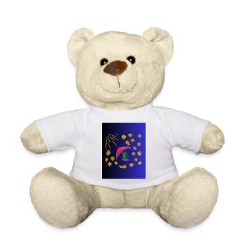 Goldene Blütenparasol im Nachtblau - Teddy - Weiß - Vorne