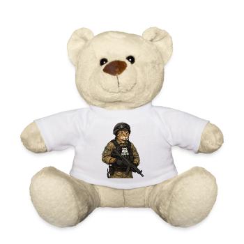 Ukraine Cat with NAFO patch - Teddy Bear - white - Front