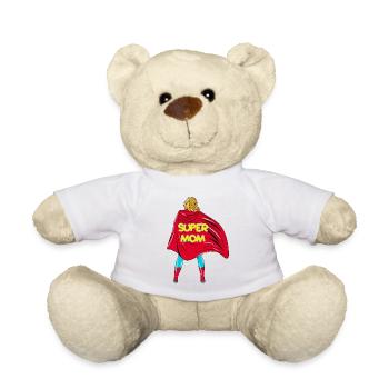 Super Mom! Customizable - Teddy Bear - white - Front