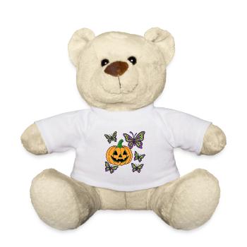 Halloween pumpkins and purple butterflies - Teddy Bear - white - Front