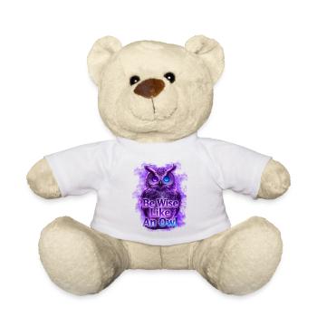 Soyez sage comme un hibou Néon Design - Nounours - blanc - Devant
