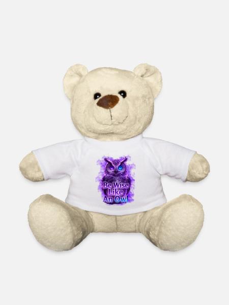 Soyez sage comme un hibou Néon Design - Nounours - blanc