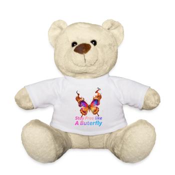 Flaming Butterfly Stay Free - Teddy Bear - white - Front
