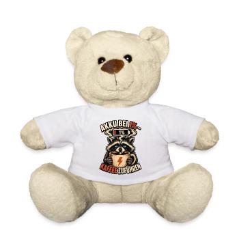 Akku Bei 1 Prozent – Waschbär Kaffee Humor  - Teddy - Weiß - Vorne