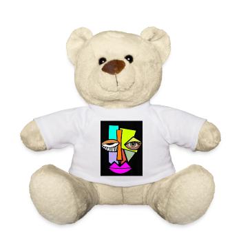 Neon Geometric Face Pop Art - Teddy Bear - white - Front