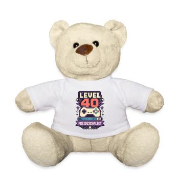 Level 40 erreicht – Gaming Geburtstag Spruch - Teddy - Weiß - Vorne