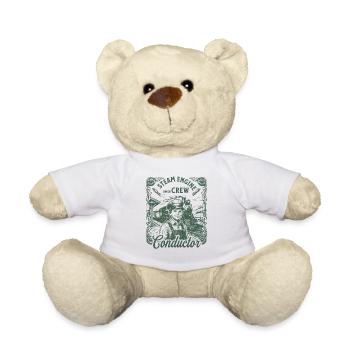 Steam Railway Engineer Conductor Vintage - Teddy Bear - white - Front