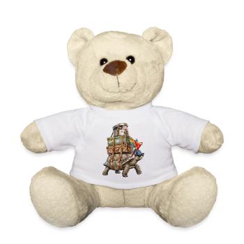 Turtle travelling with cat & parrot - Teddy Bear - white - Front