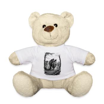 Wild rhinoceros in nature in artistic drawing style - Teddy Bear - white - Front