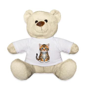 Katzenbaby aquarell getigertes Kätzchen Geschenk  - Teddy - Weiß - Vorne