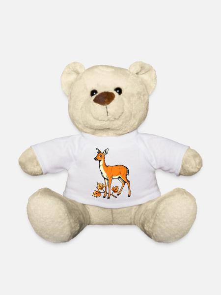 Reh im Herbstlaub - Teddy - Weiß