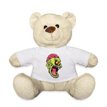 Wütender Gehirn-Zombiekopf - Teddy - Weiß - Vorne
