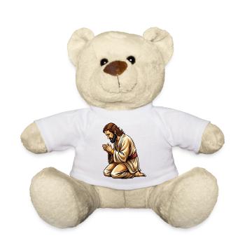 Jesus kniend und betend - Teddy - Weiß - Vorne